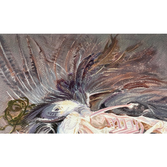 1990s Patric Coogan Still Life Bird Gouache Ion Board For Sale - Image 5 of 7