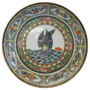 Rose Medallion Porcelain Plate With Owl