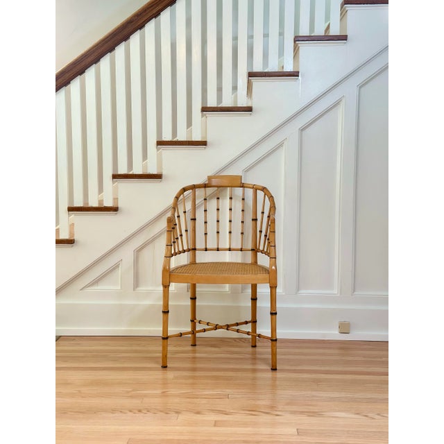 1960s Baker Furniture Faux Bamboo & Cane Tub Armchair For Sale In Detroit - Image 6 of 12