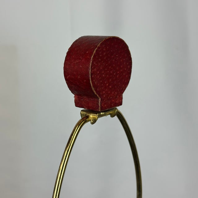 Late 20th Century Vintage Black & Red Stitched Leather Table Lamp For Sale - Image 5 of 10