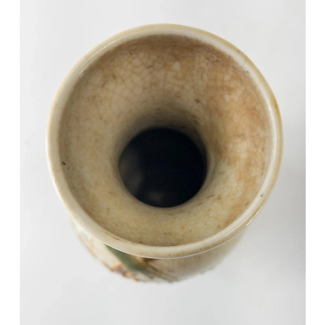 Beige Early 20th Century Chinese Beige Crackle Vase With Bird and Prunus Branch For Sale - Image 8 of 13