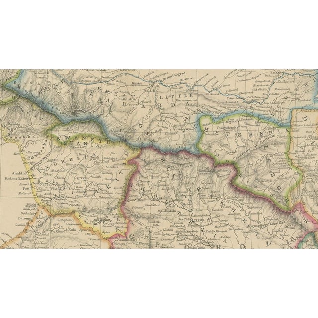 Isthmus of caucasus and armenia, antique map, black sea to caspian, 1860 : this original antique map titled the isthmus of...