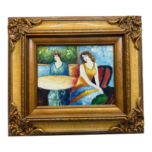Vintage Painting Portrait of Two Women