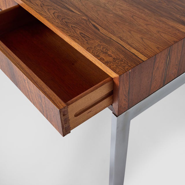 1960s Rosewood & Chrome Desk Attributed to Milo Baughman For Sale - Image 10 of 12