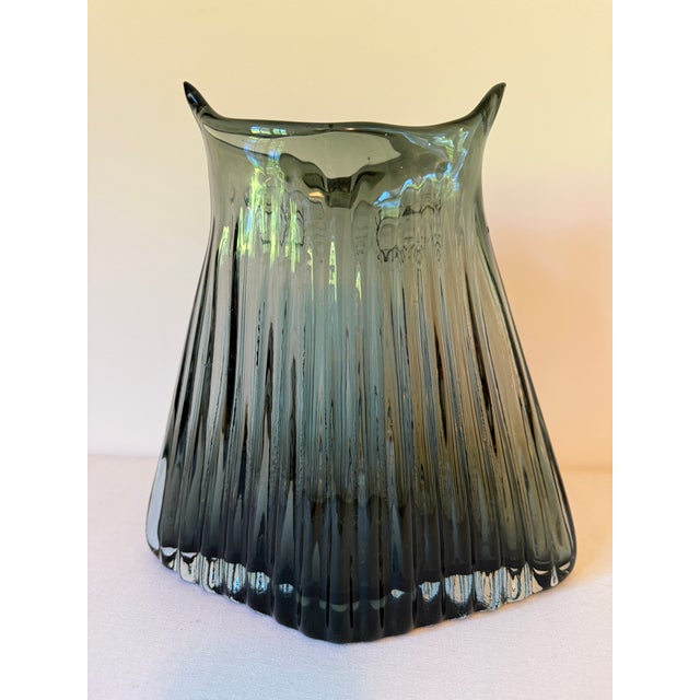 Mid-Century Modern Vintage Hand Blown Glass Large Owl Vase For Sale - Image 3 of 9