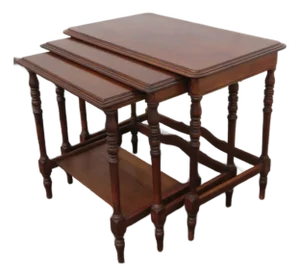 Early 1900s Mahogany Nesting Side End Tables Set of Three 6225