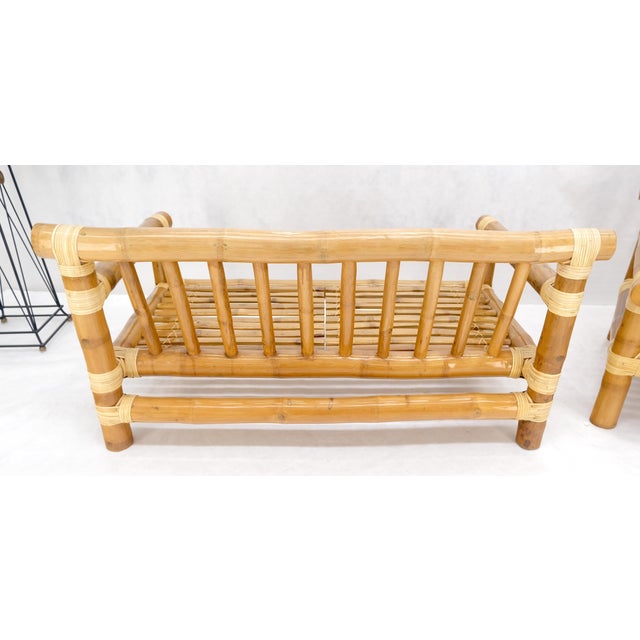 Pair of c1970s Vintage Massive Thick Bamboo Bases Loveseats MINT For Sale - Image 6 of 14