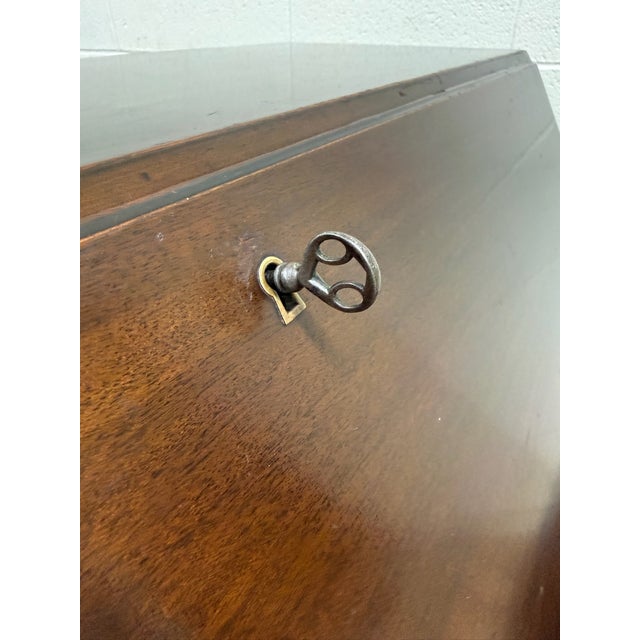Wood Vintage Chippendale Style Fall Front Drop Front Secretary Desk For Sale - Image 7 of 11
