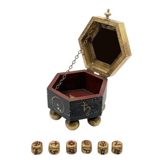 Custom-Crafted Set of Occult Divination & Astrological Dice With Planetary Altar Trinket Box For Sale