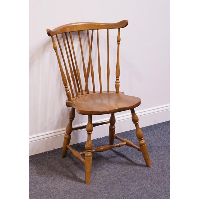 Pennsylvania House Pennsylvania House Solid Hard Rock Maple Colonial Early American Fiddleback Duxbury Windsor Dining Side Chair For Sale - Image 4 of 12
