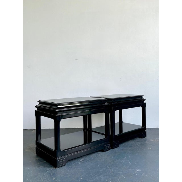 Vintage Ralph Lauren Chinoiserie Black Lacquered Side Tables - A Pair For Sale - Image 14 of 17