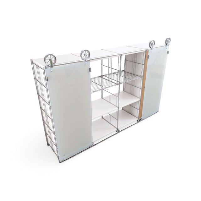 Late 20th Century Vintage Postmodern Balton Sideboard in Metal Glass, 1980s For Sale - Image 5 of 12
