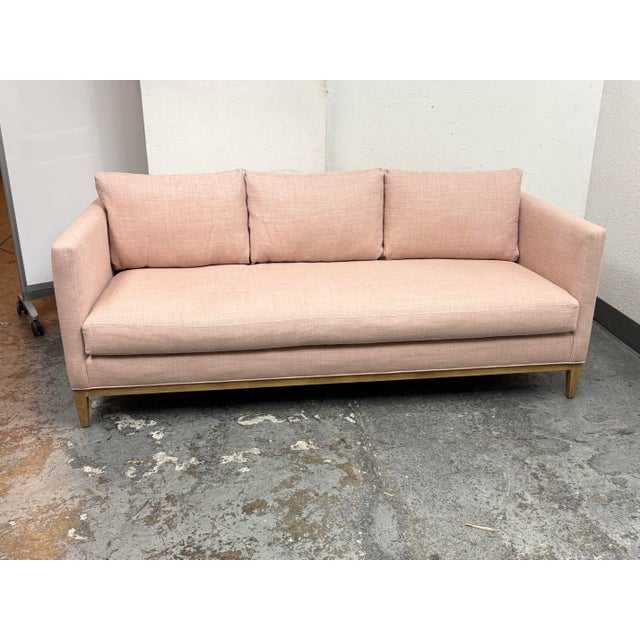 Contemporary Serena & Lily Barton Linen Arm Sofa, Blush For Sale - Image 3 of 12