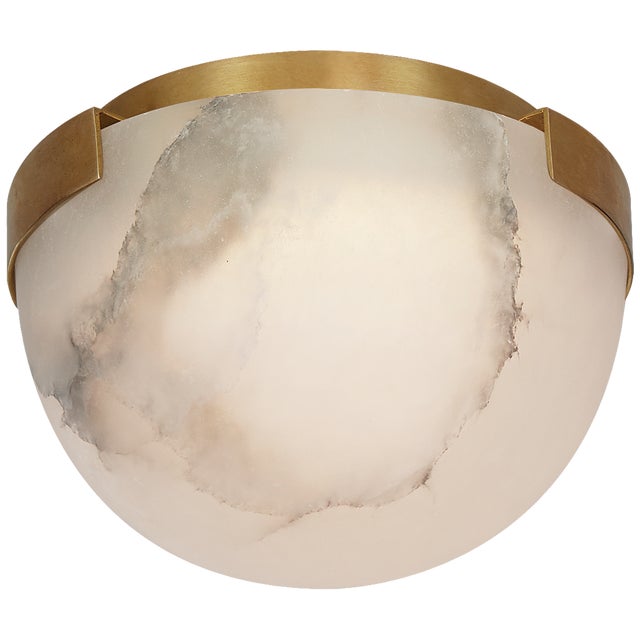 Melange 5" Solitaire Flush Mount in Antique-Burnished Brass with Alabaster Shade Designer: Kelly Wearstler Mounting: Flush...