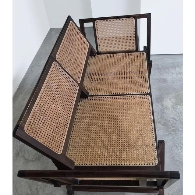 Pierre Jeanneret Vintage Sofa in Teak and Vienna Straw by Pierre Jeanneret, 1956 For Sale - Image 4 of 6