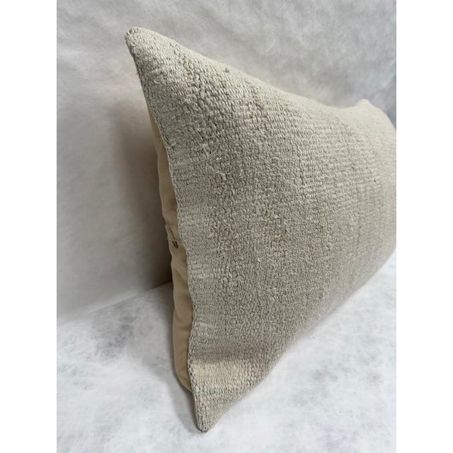 Turkish Hemp Pillow Cushion Natural Cream Pillow Cushion Cover 16" x 24" For Sale - Image 4 of 4