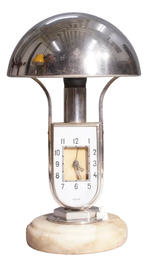 Vintage Art Deco Lamp with Clock, 1930s