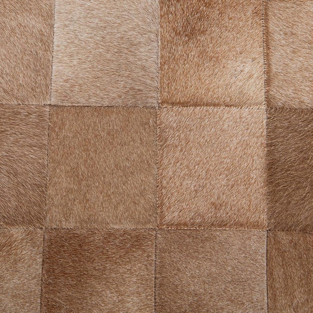 Modern Farmhouse Tan Hide Patchwork Bench For Sale - Image 4 of 7