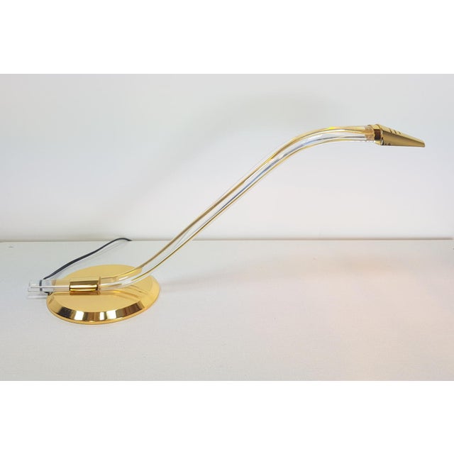 Vintage Cobra Desk Lamp in Brass and Acrylic from Grupo Mci, 1970 For Sale - Image 14 of 14