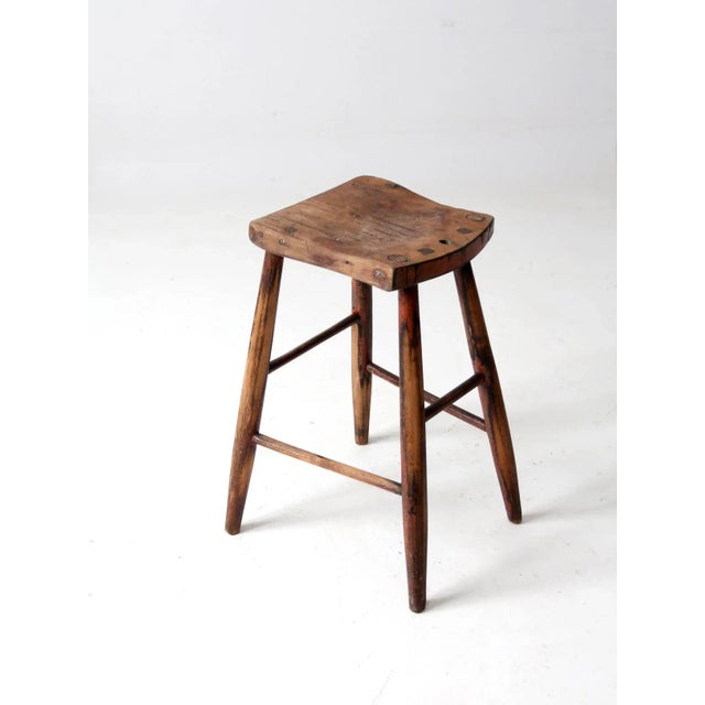 Antique Sadldle Seat Wooden Stool For Sale - Image 10 of 12