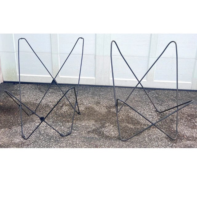 Mid 20th Century Mid-Century Wrought Iron Knoll-Style Butterfly Chairs - A Pair For Sale - Image 4 of 11