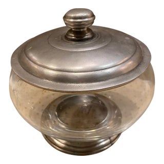 1990s Arte Italica Glass and Pewter Jar With Pewter Cover For Sale