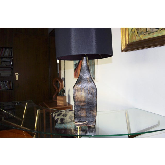 Vintage Brutalist Ceramic Lamp by Nicole Raude, Paris, 1950 For Sale - Image 9 of 11