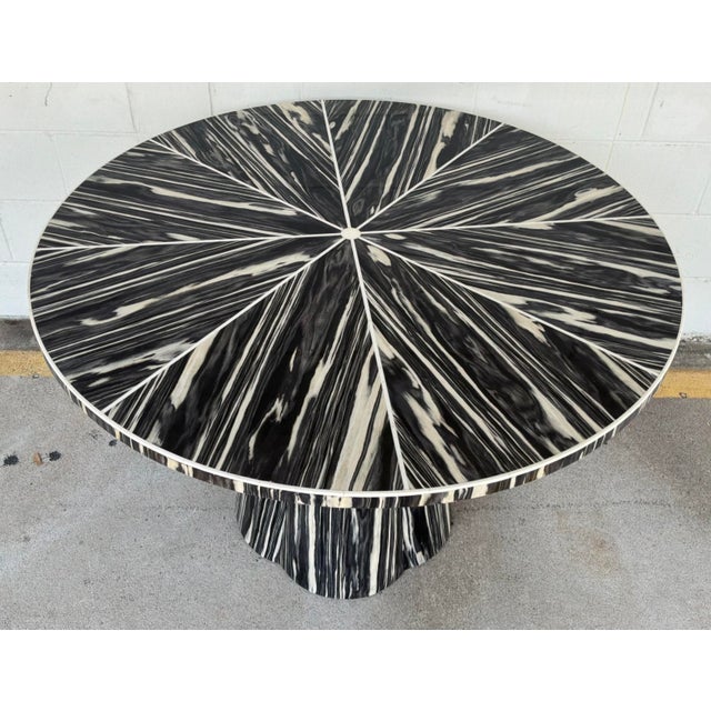 Modern Made Goods Modern Zebra Gloss Faux Bone Novak Entry Table For Sale - Image 3 of 6