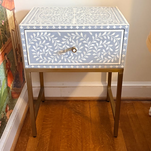 2010s Anthropologie Scroll Vine Inlay Nightstand For Sale - Image 5 of 6