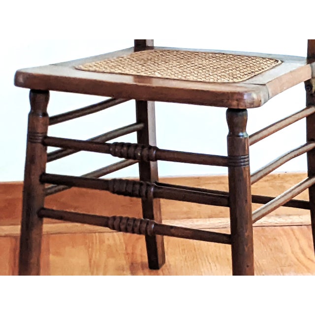Wood Pressed Back Cane Seat Chair For Sale - Image 7 of 10