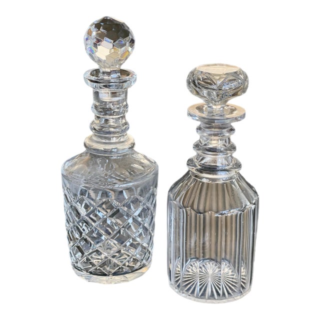 19th C. British Crystal Spirits Decanters, a Pair For Sale