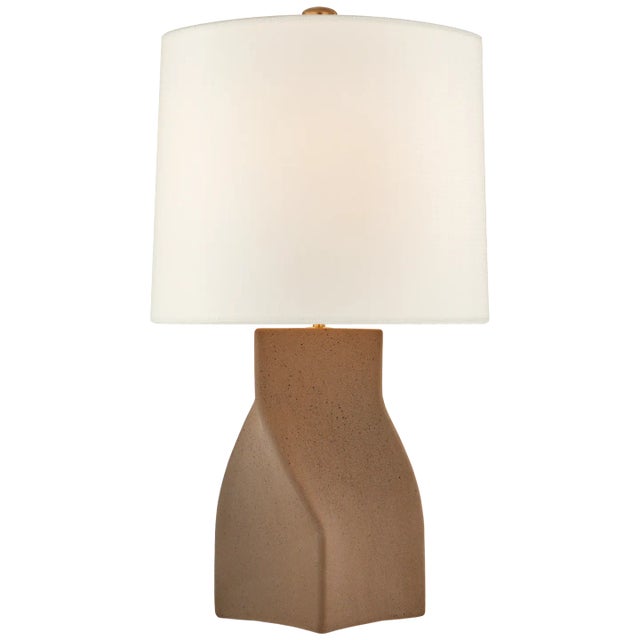 AERIN for Visual Comfort Signature Claribel Large Table Lamp in Canyon Brown with Linen Shade For Sale