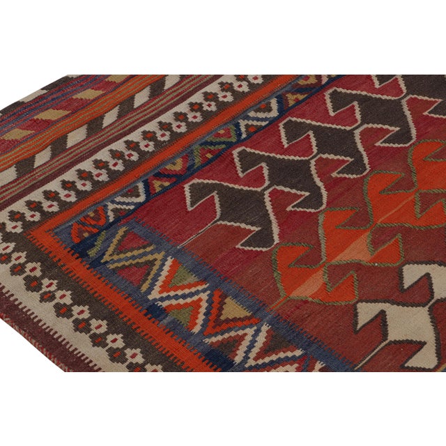 1950s 1950s Vintage Afghani Tribal Kilim Rug With Geometric Patterns For Sale - Image 5 of 7
