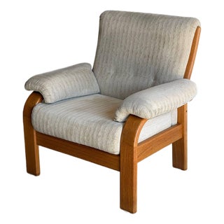 Teak Beige Lounge Armchair Danish Mid-Century Modern 1970s For Sale