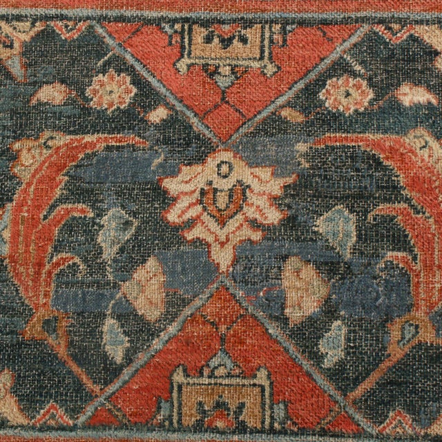 Late 19th Century Antique Doroksh Beige Orange and Blue Wool Persian Rug With Herati Fish Pattern For Sale - Image 5 of 7