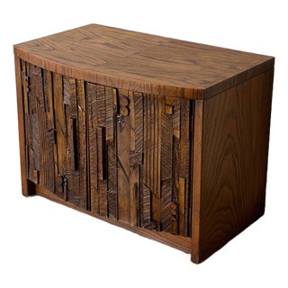 Mid 20th Century Lane Pueblo Brutalist Cabinet in Oak Wooden Storage For Sale