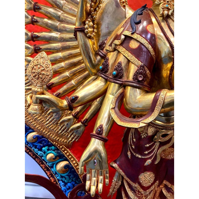 Monumental 88-Inch 24k Gilt Copper Thousand-Armed Avalokiteshvara, Nepal, 1980 For Sale - Image 17 of 17