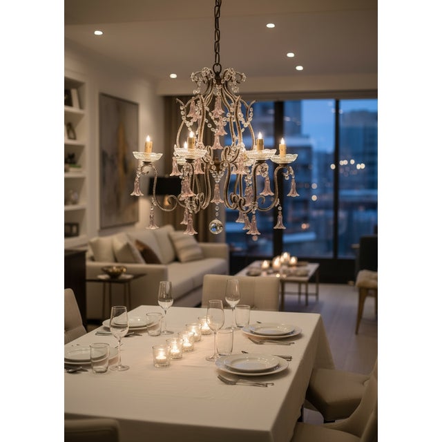 Pink Murano Glass Flower Chandelier, 1960s For Sale - Image 10 of 15