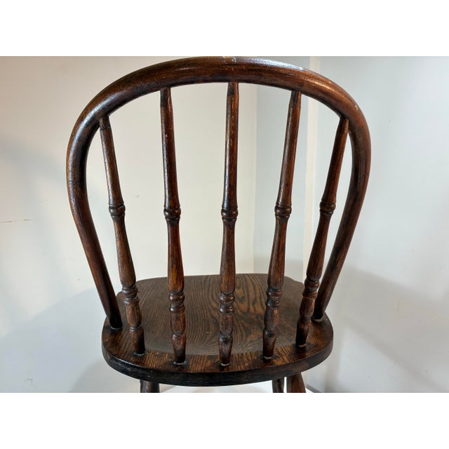 Wood Antique Windsor Hoop Back Chair - Original Finish & Label - S Bent - Massachusetts For Sale - Image 7 of 8