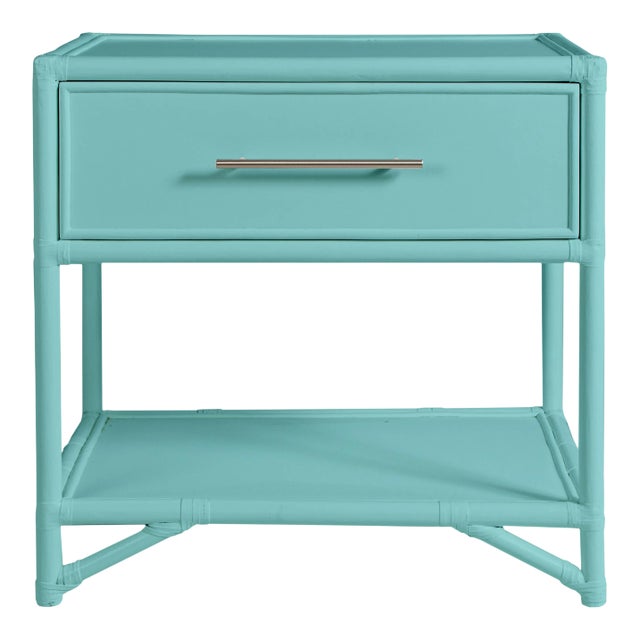 Olympia One-Drawer Nightstand in Turquoise For Sale