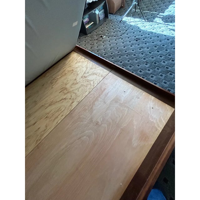 Mid-Century Modern Walnut King Platform Bed With Storage Headboard For Sale - Image 10 of 16