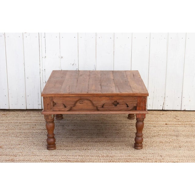 Rana Carved Square Teak Table For Sale - Image 12 of 13