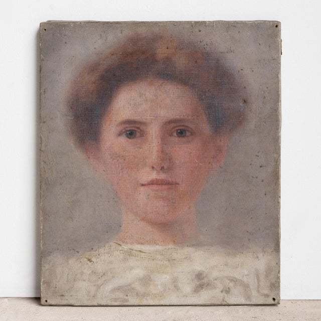 Early 20th Century Antique Portrait of Miss Elsie Lea by Matilda Sharpe, Original Oil Painting, Early 20th Century For Sale - Image 5 of 9