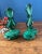 Glass Art Deco Malachite Glass Perfume Bottles Pair For Sale - Image 7 of 18
