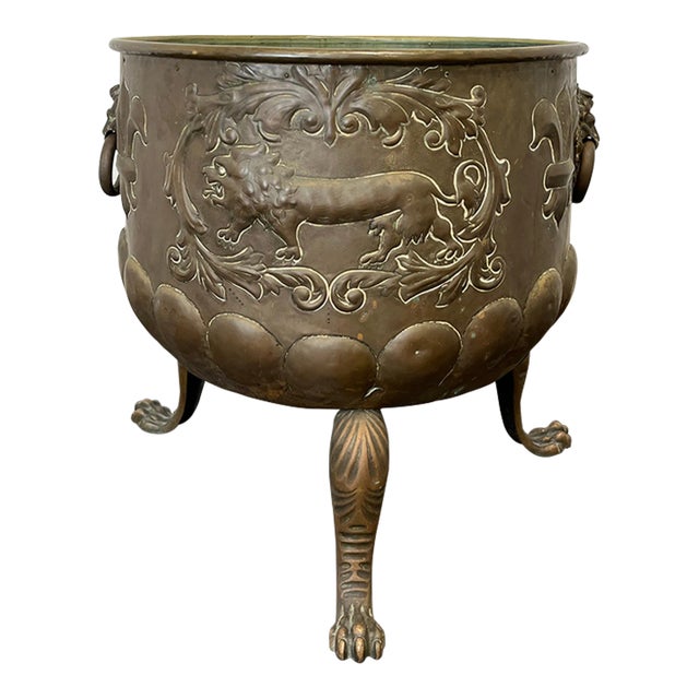 Brass Cachepot Table Lions Feet For Sale