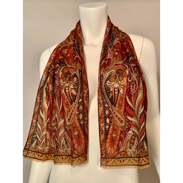 Etro Paisley Pattern Wool Scarf | Chairish