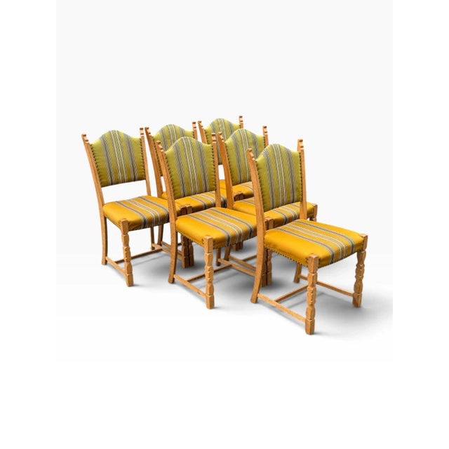 Wood Set of Six Danish Oak Dining Chairs by Henning Kjærnulf For Sale - Image 7 of 18