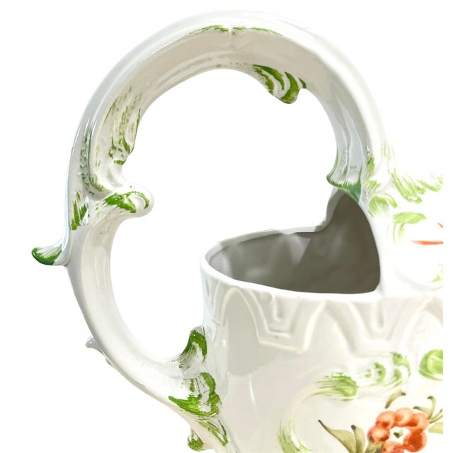 1980s Vintage Ceramic Hand-Painted Watering Can For Sale - Image 5 of 10