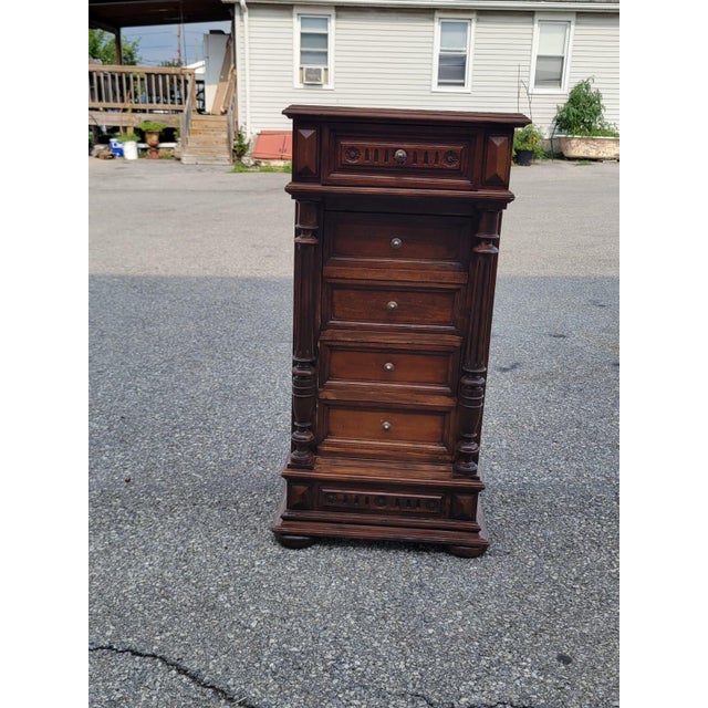 19th Century French Antique Walnut Marble Top Bedside Cabinet Nightstand For Sale - Image 9 of 18