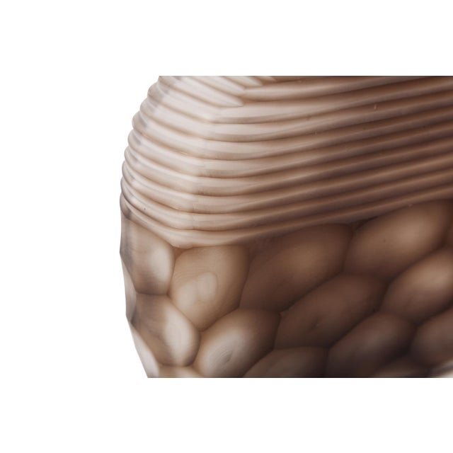 Mid-Century Modern Bruni Brown Glass Short Vase For Sale - Image 3 of 5